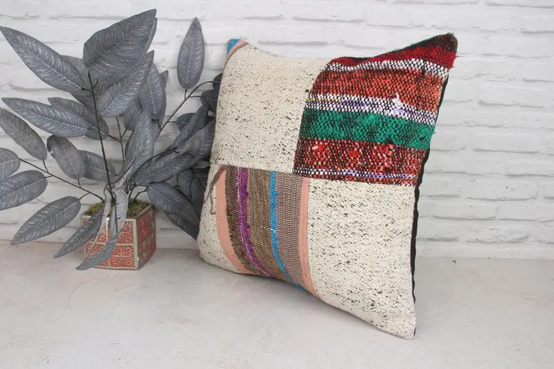 Pillow Case, Wholesale Pillow Case, Antique Pillows, Cotton Pillow Case, 20x20 Beige Cushion Cover, Pillow for Couch, Boho Pillow - 4