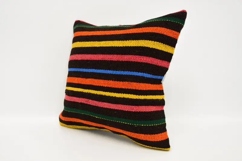 Interior Designer Pillow, Kilim Pillow, Decorative Throw Pillow Cover, Pillow Cover, Antique Pillows, 16x16 Brown Cushion Case - 4
