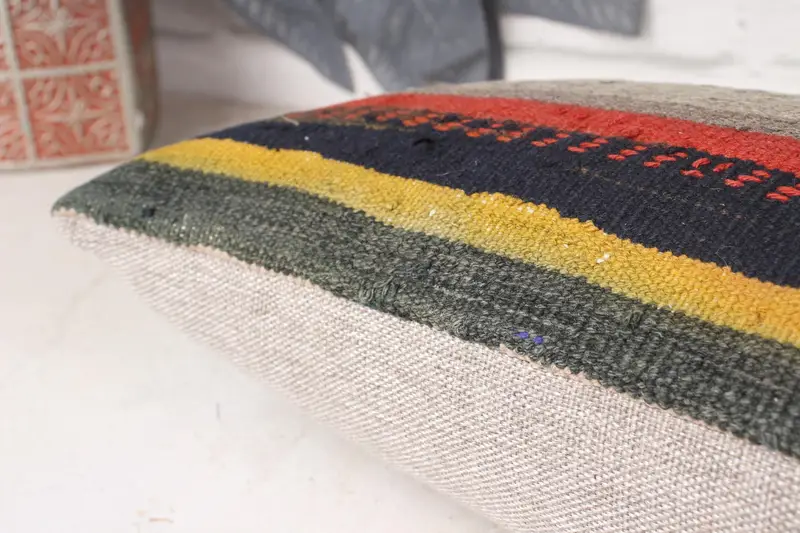 Boho Pillow Sham Cover, Kilim Cushion Sham, Aztec Pillow Sham, Meditation Pillow Cover, 10x20 Red Pillow, Pillow Sham, Pillow for Couch - 6