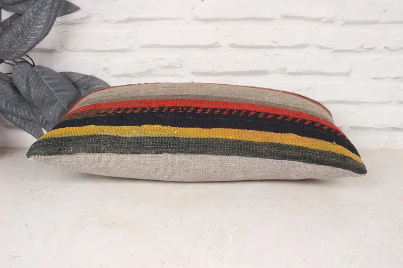 Boho Pillow Sham Cover, Kilim Cushion Sham, Aztec Pillow Sham, Meditation Pillow Cover, 10x20 Red Pillow, Pillow Sham, Pillow for Couch - 5