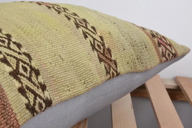 Bolster Cushion Cover, Pillow Case, 16x24 Beige Pillow Sham, Tribal Cushion, Boho Pillow, Kilim Pillow Cover, Interior Designer Pillow - 7