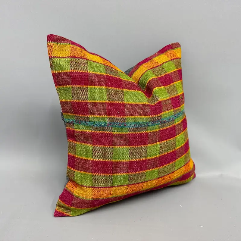 Turkish Pillow, Colorful Pillow Case, Cushion, 18x18 Red Cushion, Gift Pillow, Wool Kilim Pillow Cushion Cover, Turkish Kilim Pillow - 2