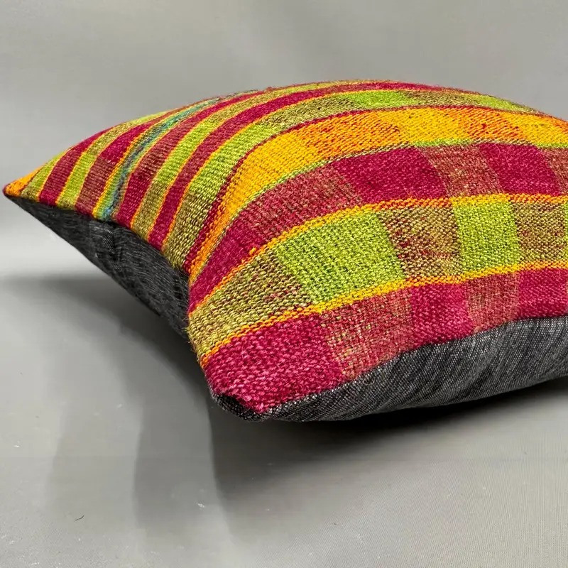 Turkish Pillow, Colorful Pillow Case, Cushion, 18x18 Red Cushion, Gift Pillow, Wool Kilim Pillow Cushion Cover, Turkish Kilim Pillow - 6