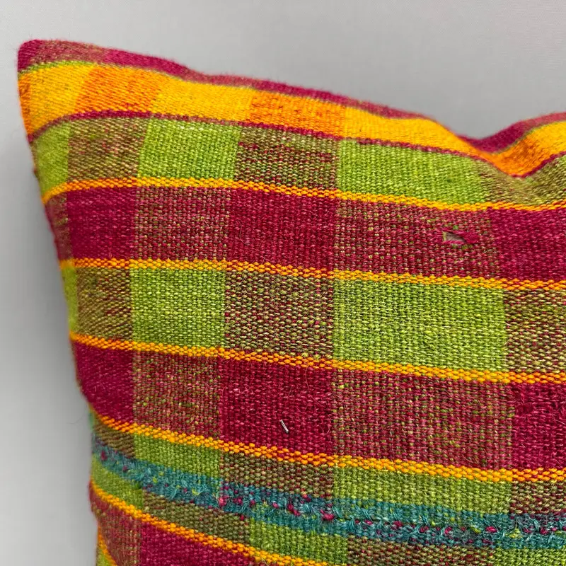 Turkish Pillow, Colorful Pillow Case, Cushion, 18x18 Red Cushion, Gift Pillow, Wool Kilim Pillow Cushion Cover, Turkish Kilim Pillow - 5