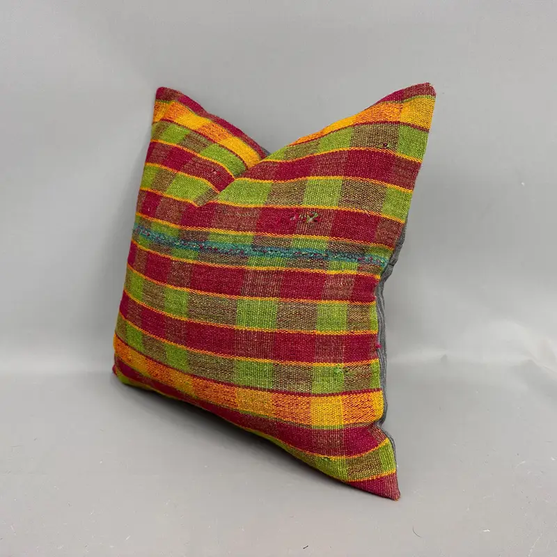 Turkish Pillow, Colorful Pillow Case, Cushion, 18x18 Red Cushion, Gift Pillow, Wool Kilim Pillow Cushion Cover, Turkish Kilim Pillow - 3