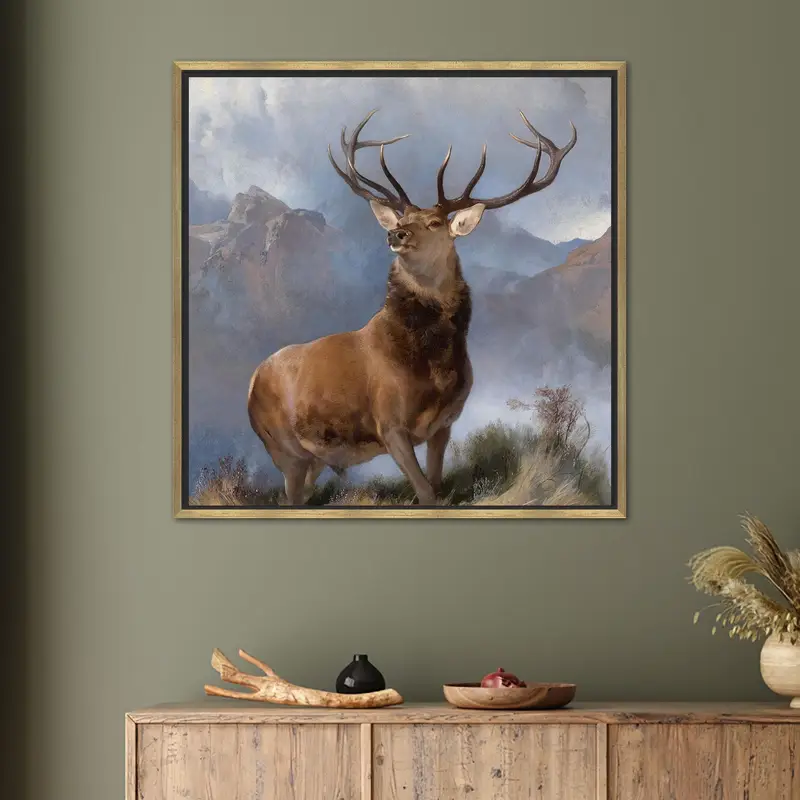 Lienzo elegante para amantes de los ciervos, arte de animales salvajes costeros