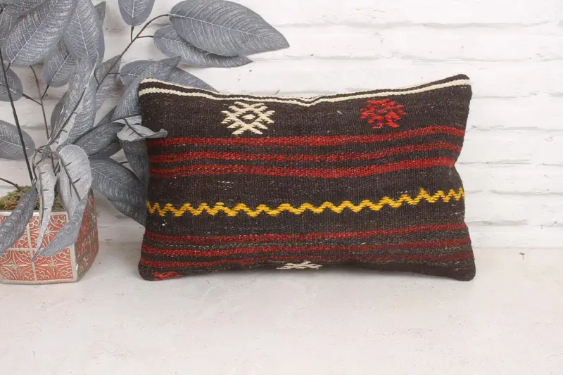 12x20 Brown Pillow Case, Pattern Throw Pillow, Pillow Sham, Pillow for Sofa, Kilim Pillow, Retro Throw Pillow Sham, Turkish Kilim Pillow - 1
