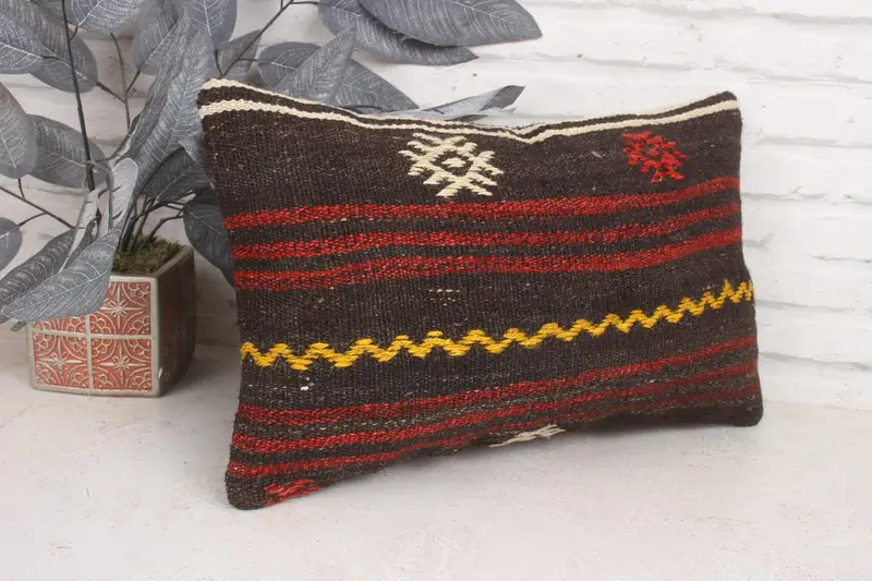 12x20 Brown Pillow Case, Pattern Throw Pillow, Pillow Sham, Pillow for Sofa, Kilim Pillow, Retro Throw Pillow Sham, Turkish Kilim Pillow - 3