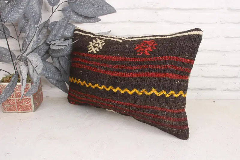 12x20 Brown Pillow Case, Pattern Throw Pillow, Pillow Sham, Pillow for Sofa, Kilim Pillow, Retro Throw Pillow Sham, Turkish Kilim Pillow - 4