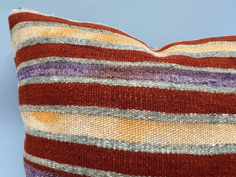 Kilim Cushion Sham, Handwoven Pillow Cover, 18x18 Red Cushion Cover, Kilim Pillow, Turkish Corner Cushion, Turkish Kilim Pillow, Cushion - 5