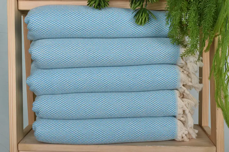 Monogrammed Polka Dot Turquoise Cotton Hand Towel, 18x40 Inches