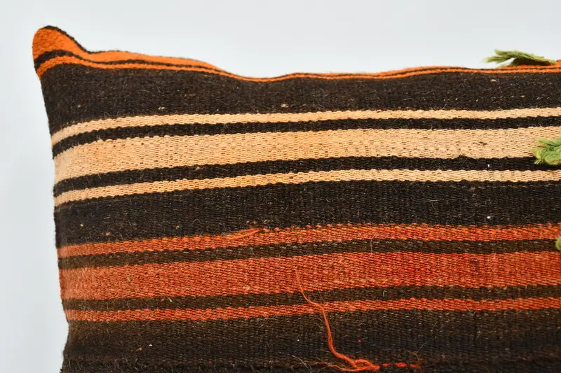 Cushion Cover, Sustainable Cushion Case, Kilim Pillow Cover, Turkish Kilim Pillow, Boho Pillow Sham Cover, 20x20 Brown Pillow Sham - 2