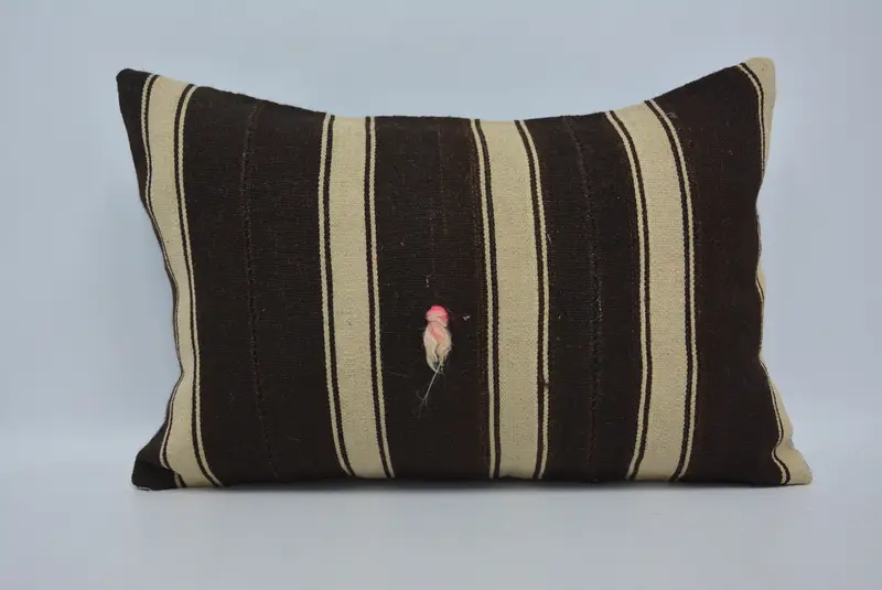 16x24 Brown Pillow Cover, Interior Designer Pillow, Southwestern Cushion Case, Cushion Case, Boho Pillow, Ottoman Pillow Cover, Turkish Kilim Pillow - 1