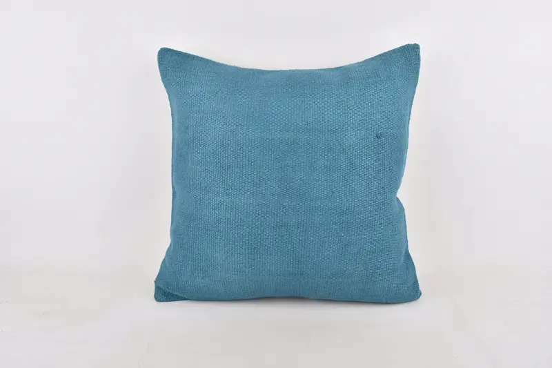 Turkish Pillow, Morroccon Kilim Cushion Pillow Cover, 24x24 Blue Pillow Case, Kilim Cushion Sham, Handmade Kilim Cushion, Cushion Case - 1