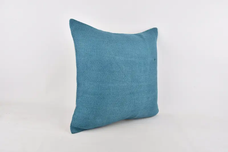 Turkish Pillow, Morroccon Kilim Cushion Pillow Cover, 24x24 Blue Pillow Case, Kilim Cushion Sham, Handmade Kilim Cushion, Cushion Case - 2