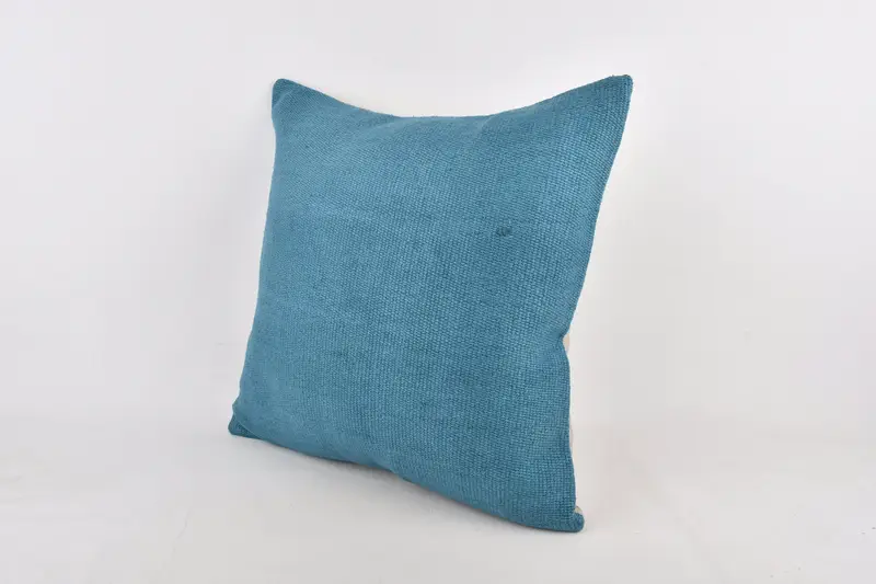 Turkish Pillow, Morroccon Kilim Cushion Pillow Cover, 24x24 Blue Pillow Case, Kilim Cushion Sham, Handmade Kilim Cushion, Cushion Case - 3