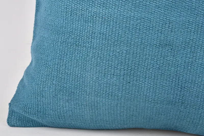 Turkish Pillow, Morroccon Kilim Cushion Pillow Cover, 24x24 Blue Pillow Case, Kilim Cushion Sham, Handmade Kilim Cushion, Cushion Case - 4