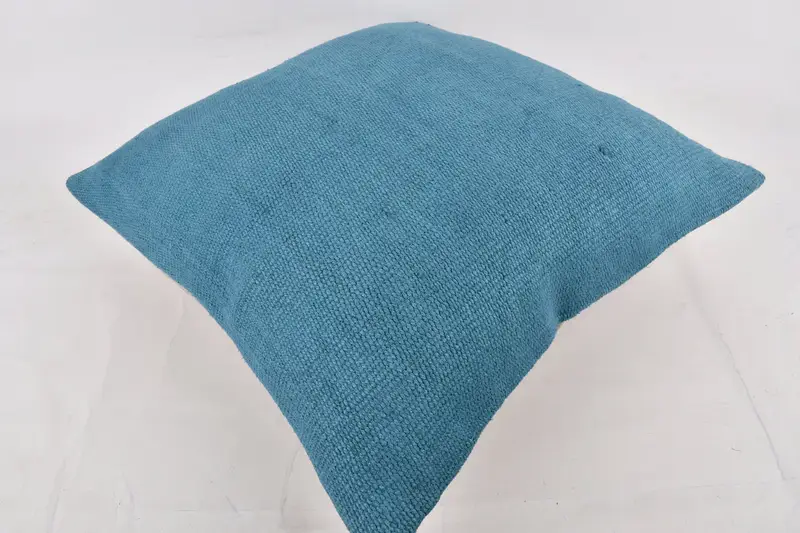 Turkish Pillow, Morroccon Kilim Cushion Pillow Cover, 24x24 Blue Pillow Case, Kilim Cushion Sham, Handmade Kilim Cushion, Cushion Case - 6