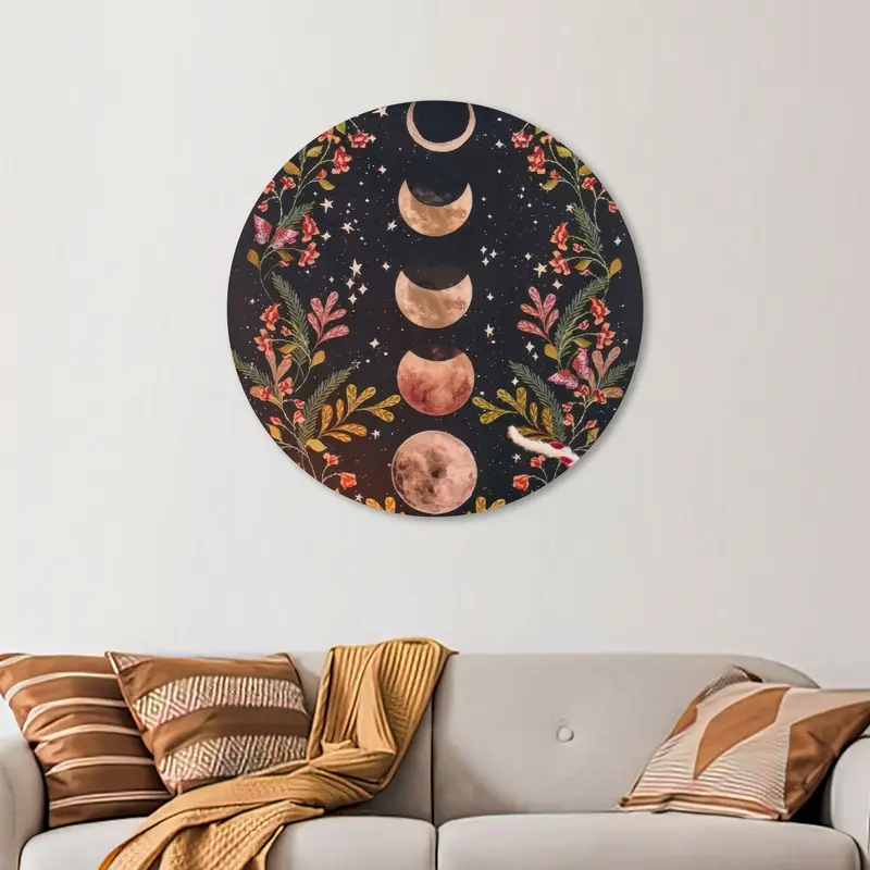 Boho Moon Floral Canvas: エレガントなボタニカル アート プリント