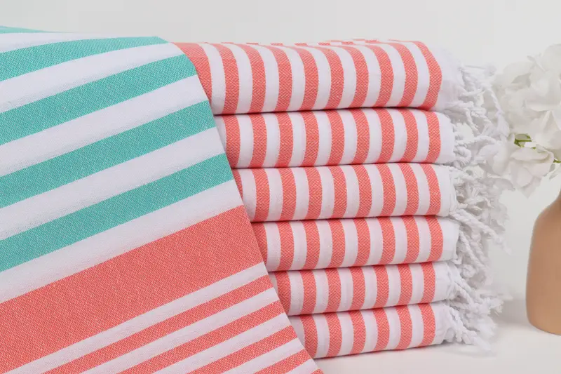 Personalized Wedding Gift For Couple, Personalized Bridesmaid Gift, Turkish Towel USA, Bachelorette Party Gift, 68x36 Cotton Striped Towel - 1