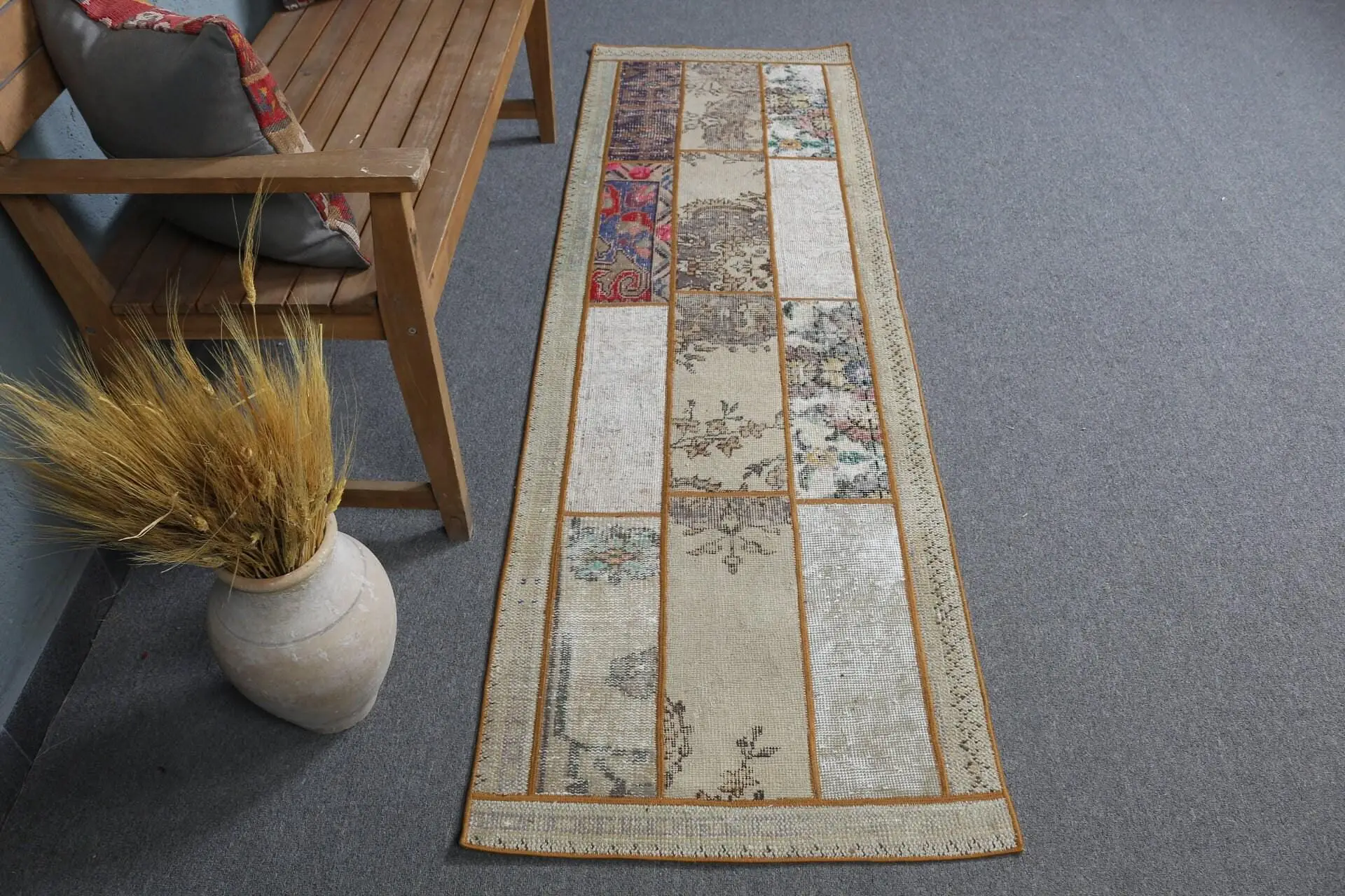 2.2x7.2 ft Rug, Runner Turkish Rug, Brown Animal Print Rug - 1
