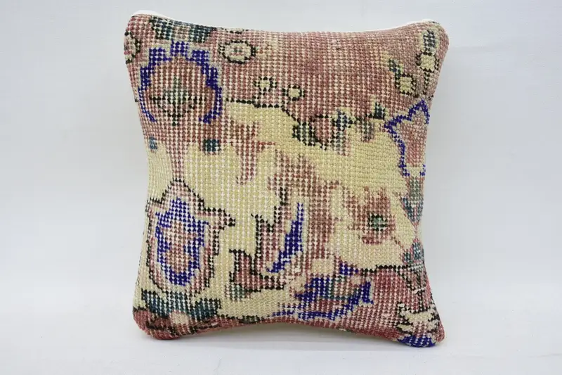 Pillow Sham, Handmade Kilim Cushion, Accent Cushion Cover, Ottoman Cushion Cover, Throw Kilim Pillow, 12x12 Beige Cushion Case, Pillow for Couch - 4