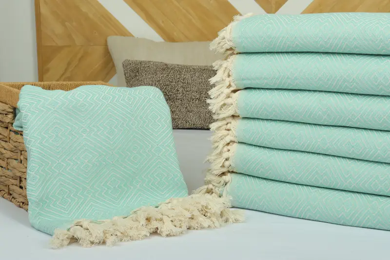 Throw Blanket Couch, Best Friend Christmas Gift, Beach Theme Wedding Gift, Decorative Blanket, Monogram Blanket, 92x80 Cotton Diamond Towel - 5