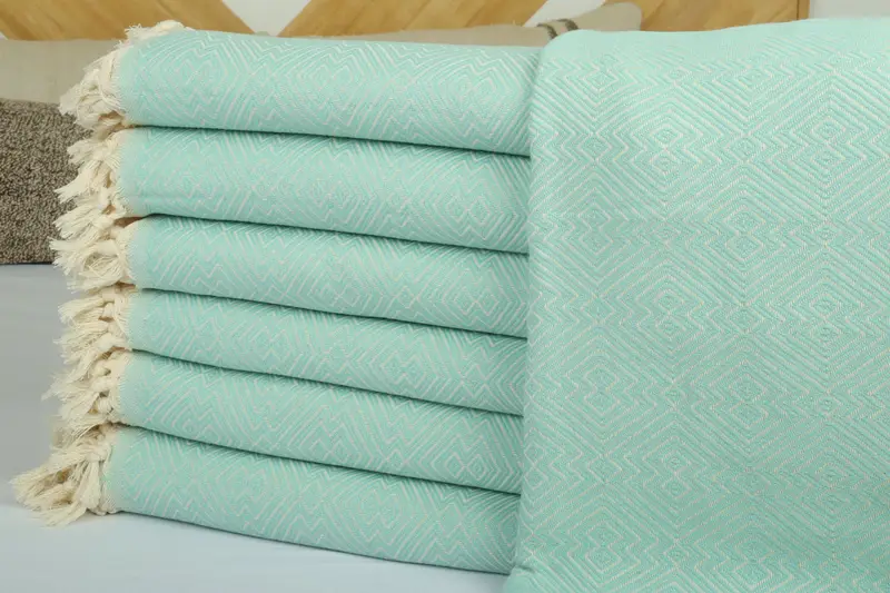Throw Blanket Couch, Best Friend Christmas Gift, Beach Theme Wedding Gift, Decorative Blanket, Monogram Blanket, 92x80 Cotton Diamond Towel - 3