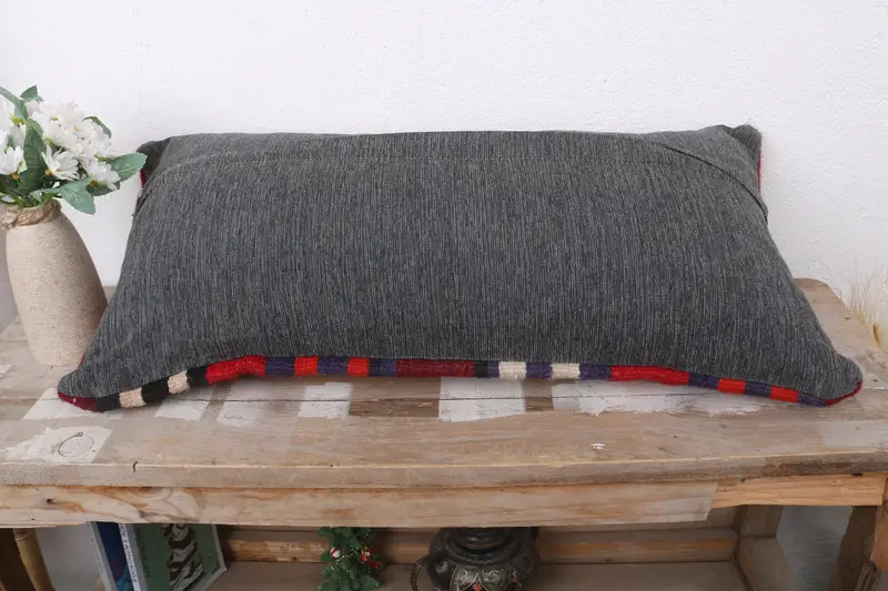 Boho Pillow Sham Cover, 12x24 Orange Pillow, Toss Pillow Cover, Pillow, Handmade Kilim Cushion, Pillow for Couch - 7