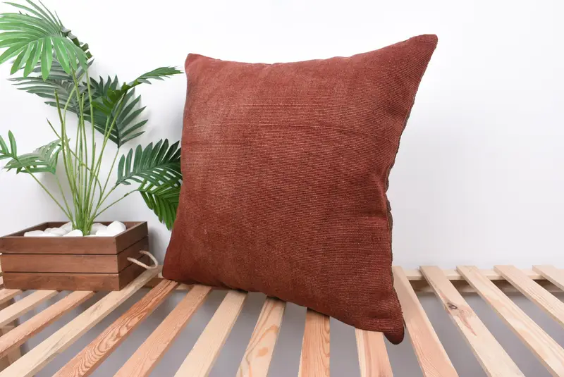 Pillow Case, Antique Pillows, Handmade Kilim Cushion, Oriental Pillow Sham, 24x24 Red Pillow Cover, Pillow for Couch, Traditional Cushion - 5