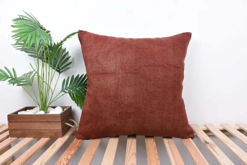 Pillow Case, Antique Pillows, Handmade Kilim Cushion, Oriental Pillow Sham, 24x24 Red Pillow Cover, Pillow for Couch, Traditional Cushion - 1