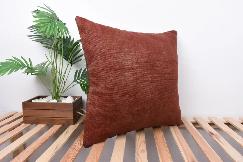 Pillow Case, Antique Pillows, Handmade Kilim Cushion, Oriental Pillow Sham, 24x24 Red Pillow Cover, Pillow for Couch, Traditional Cushion - 4