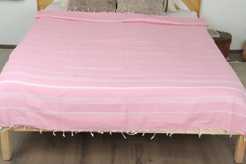 Organic Beach Blanket, 96x80 Cotton Striped Towel, Tablecloth, Christmas Gift, Turkish Throw Blanket, Bachelorette Party Favors, Woven Throw Blanket - 8
