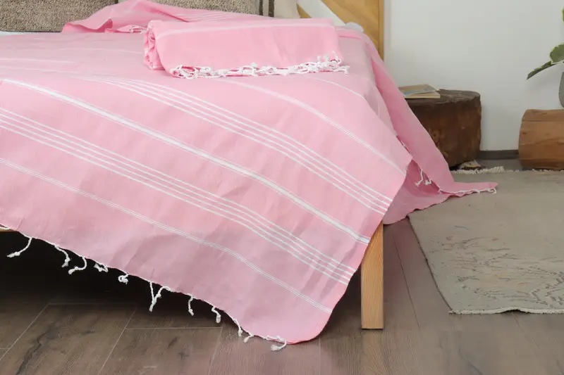 Organic Beach Blanket, 96x80 Cotton Striped Towel, Tablecloth, Christmas Gift, Turkish Throw Blanket, Bachelorette Party Favors, Woven Throw Blanket - 7