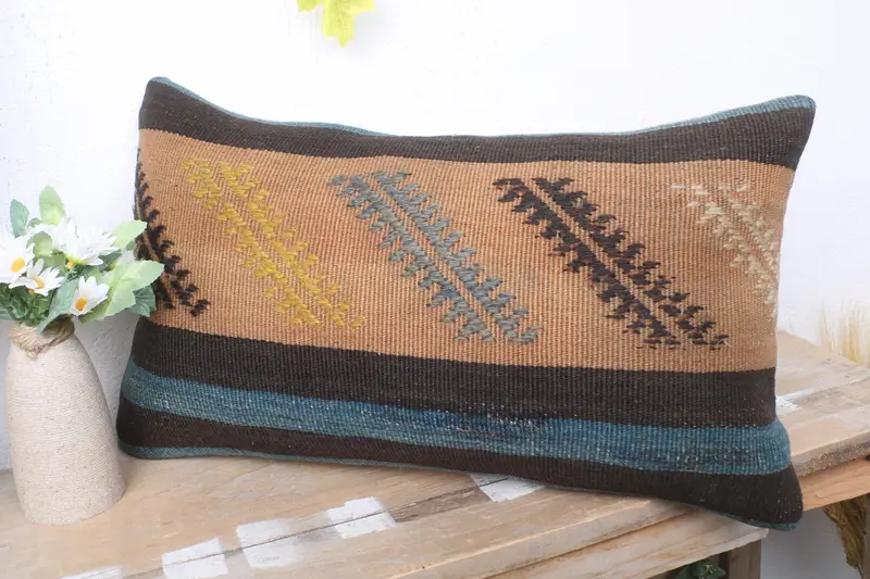 Farmhouse Cushion Case, Interior Designer Pillow, 12x20 Beige Pillow Cover, Kilim Pillow, Pillow Case, Home Decor Pillow - 4