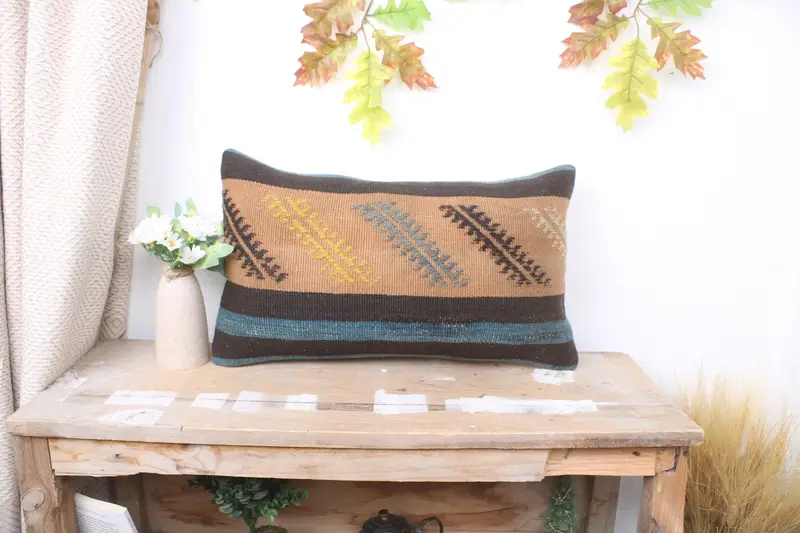 Farmhouse Cushion Case, Interior Designer Pillow, 12x20 Beige Pillow Cover, Kilim Pillow, Pillow Case, Home Decor Pillow - 1