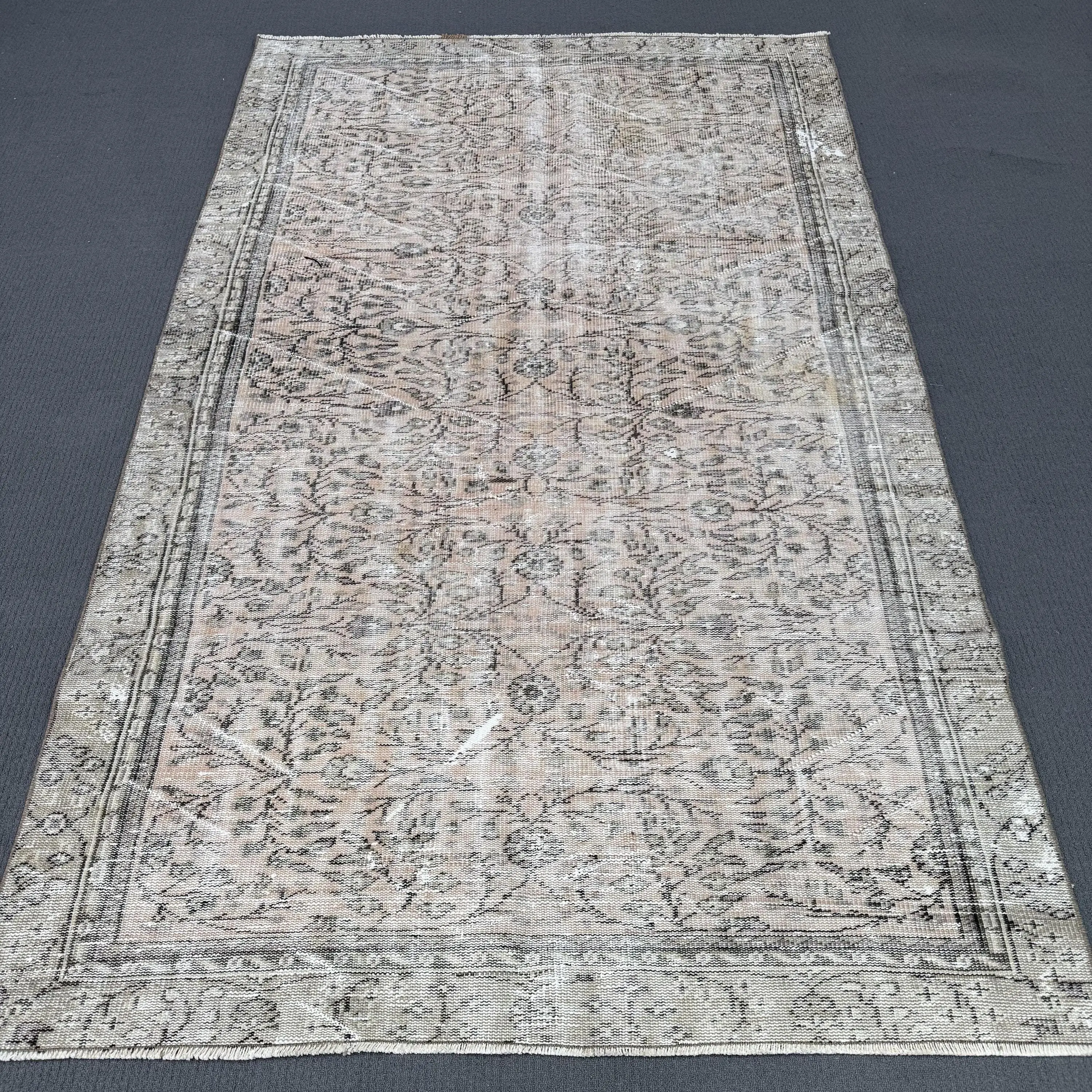 Vintage 5.2x8.5 ft Halı, Türk Halısı, Gri Oryantal Yün Halı - 1