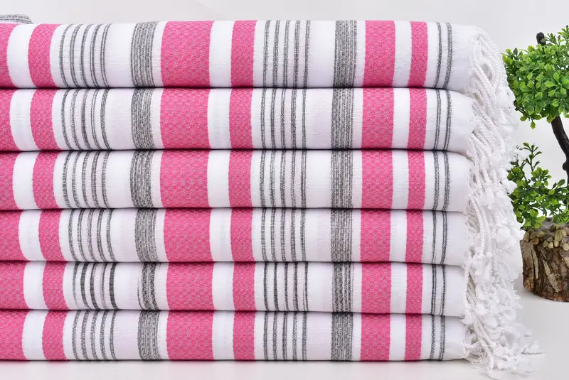 Quick-dry travel peshtemal towel, Hammam towel, 70x36 Cotton Striped Towel, Gift Boxes Towel, Wedding Gift, Best Wedding Gift, Sand-free towel - 3