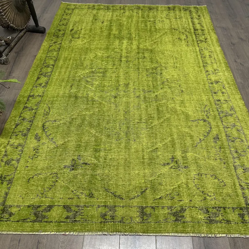 Yeşil, Kahverengi Hayvan Baskılı Halı, 6x9,1 ft Zarif Dekor