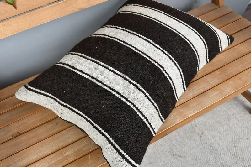 Kilim Pillow Cover, Turkish Kilim Pillow, Authentic Cushion Case, Cushion Case, Gift Pillow, 20x28 Brown Pillow Case, Sofa Bolster Pillow Sham - 2