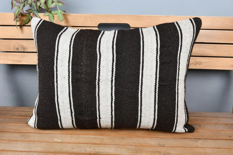 Kilim Pillow Cover, Turkish Kilim Pillow, Authentic Cushion Case, Cushion Case, Gift Pillow, 20x28 Brown Pillow Case, Sofa Bolster Pillow Sham - 6