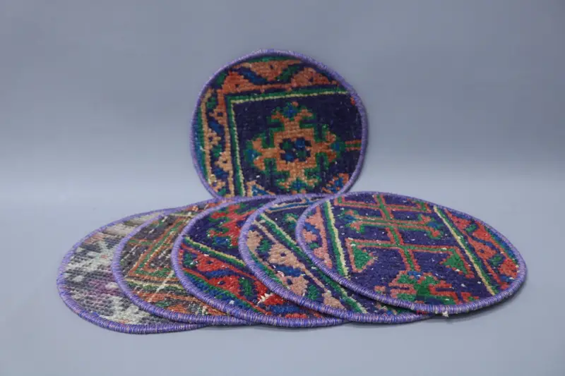 Böhmisches Tischset in Blau und Braun, Tischset im Art-Deco-Stil