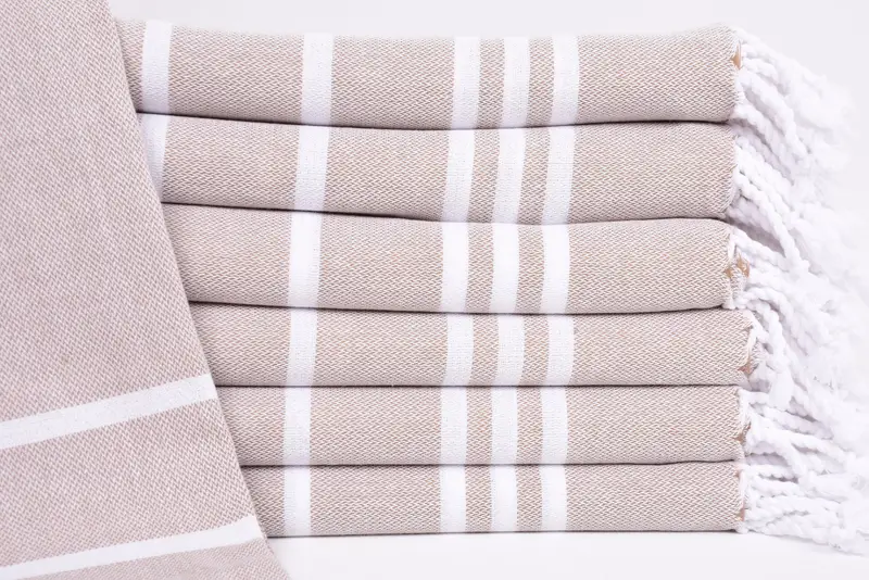 Brown Striped Organic Cotton Towel, Wedding Gift, Bachelorette Party, 70x40 Inches