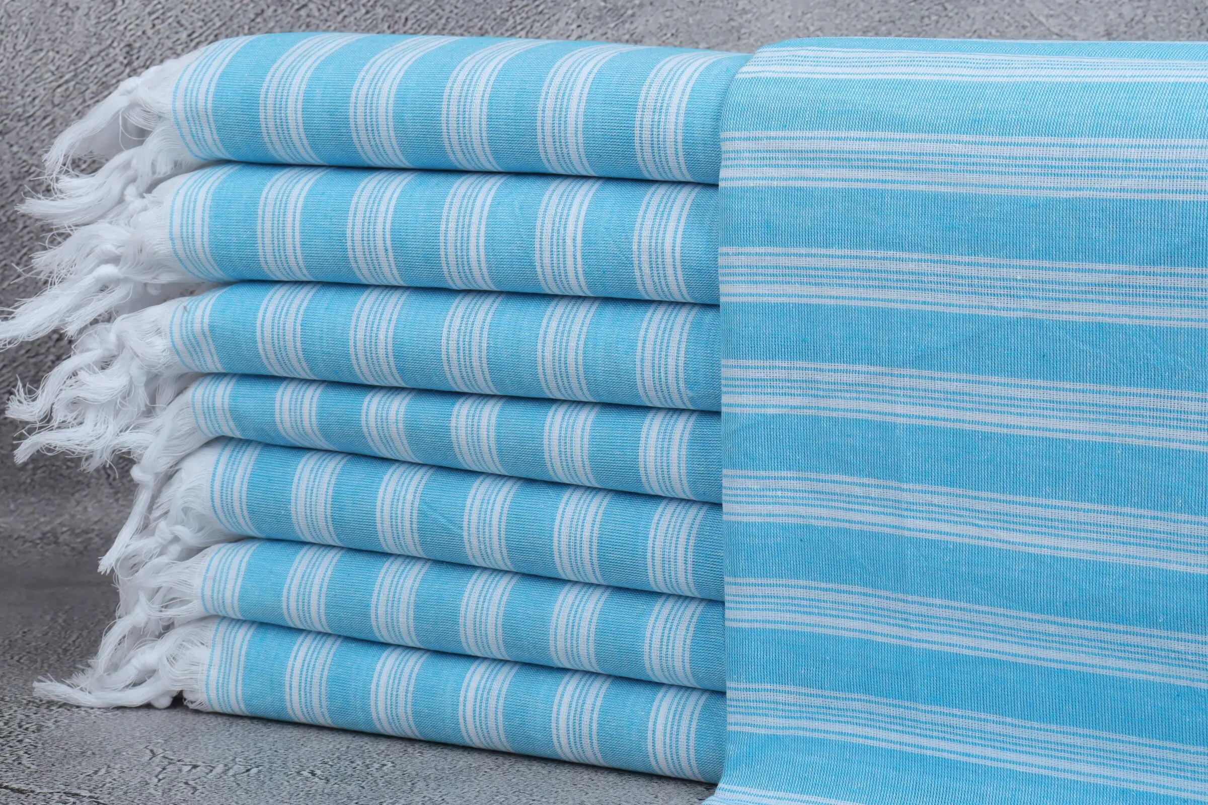 Monogram Beach Towel Embroidered Turquoise Striped, 40x71 Inches - 1