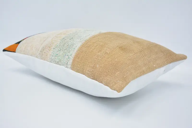 Couch Pillow Sham, Pillow Cover, Handmade Kilim Cushion, Ethnical Kilim Rug Pillow, Outdoor Pillow, Vintage Kilim Throw Pillow, 12x20 White Cushion - 6