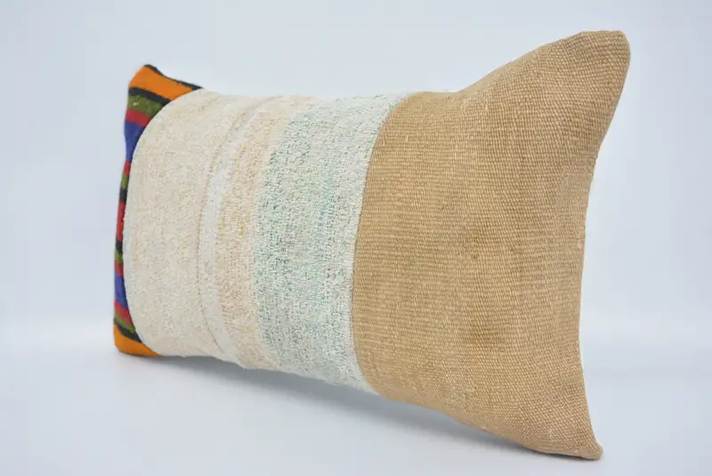 Couch Pillow Sham, Pillow Cover, Handmade Kilim Cushion, Ethnical Kilim Rug Pillow, Outdoor Pillow, Vintage Kilim Throw Pillow, 12x20 White Cushion - 4