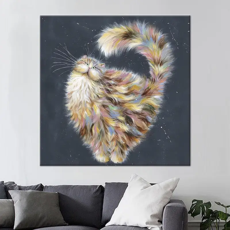 Impresión moderna en lienzo de un lindo gato: perfecta para los amantes de los gatos y la habitación de los niños