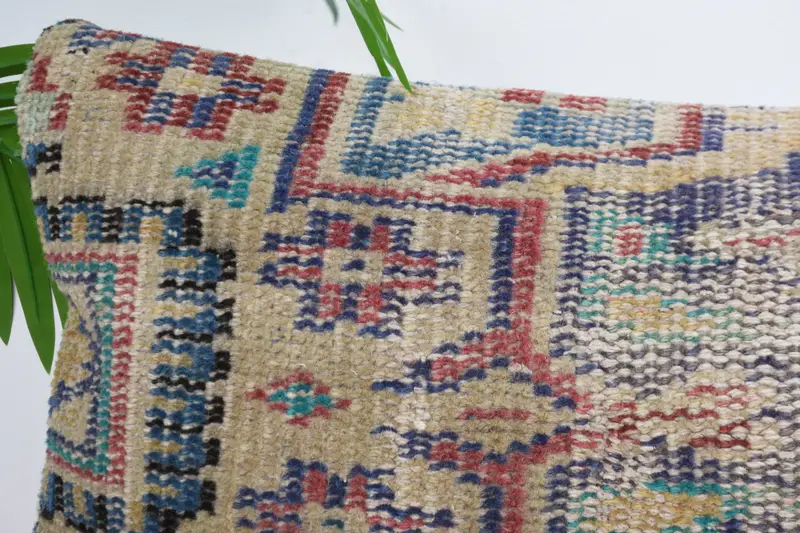 Cushion Case, Turkish Kilim Pillow, Ethnical Kilim Rug Pillow, 12x24 Blue Cushion Cover, Boho Throw Pillow Case, Kilim Cushion Sham - 2