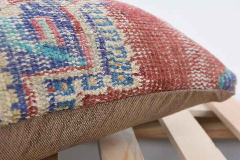 Cushion Case, Turkish Kilim Pillow, Ethnical Kilim Rug Pillow, 12x24 Blue Cushion Cover, Boho Throw Pillow Case, Kilim Cushion Sham - 7