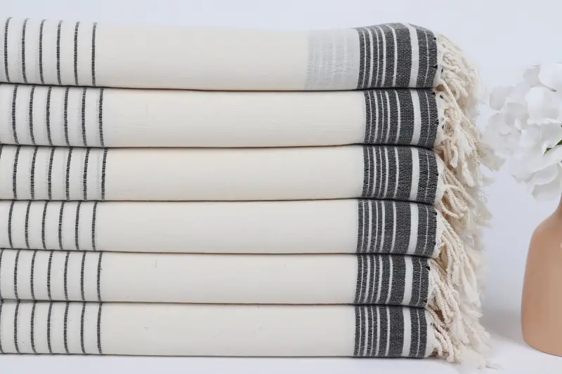 Fouta towel, Home Decor Gifts, Quick-dry travel peshtemal towel, Welcome Wedding Gift, Bachelorette Party Decorations, 68x36 Cotton Striped Towel - 3